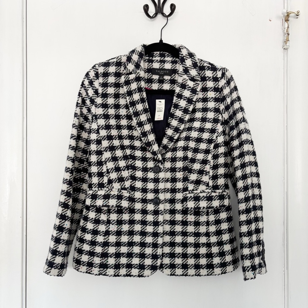 Talbots Black and White Checkered Houndstooth Blazer - Picture 3 of 11